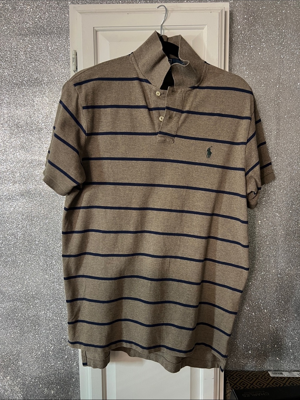 Polo by Ralph Lauren Brown Polo with Navy Stripes